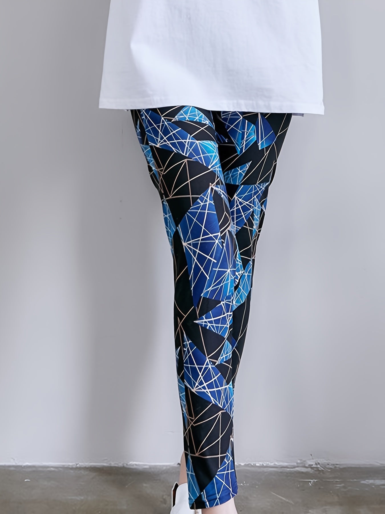 Geo Print Skinny Leggings Stretchy Leggings Women's Clothing