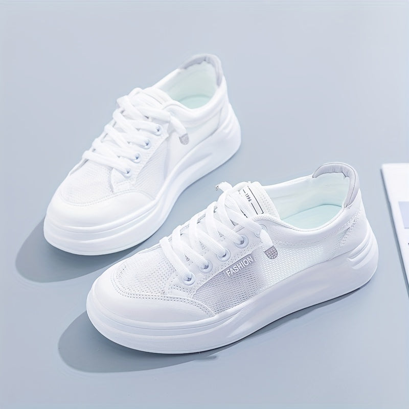 Women's Mesh Platform Sneakers Low Top Casual Skate Shoes