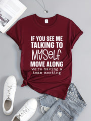 Printed Round Neck T-shirt Short Sleeves Sports Top Women's Activewear