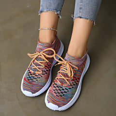 Colorful Mesh Breathable Woven Shoes Lightweight Running Shoes
