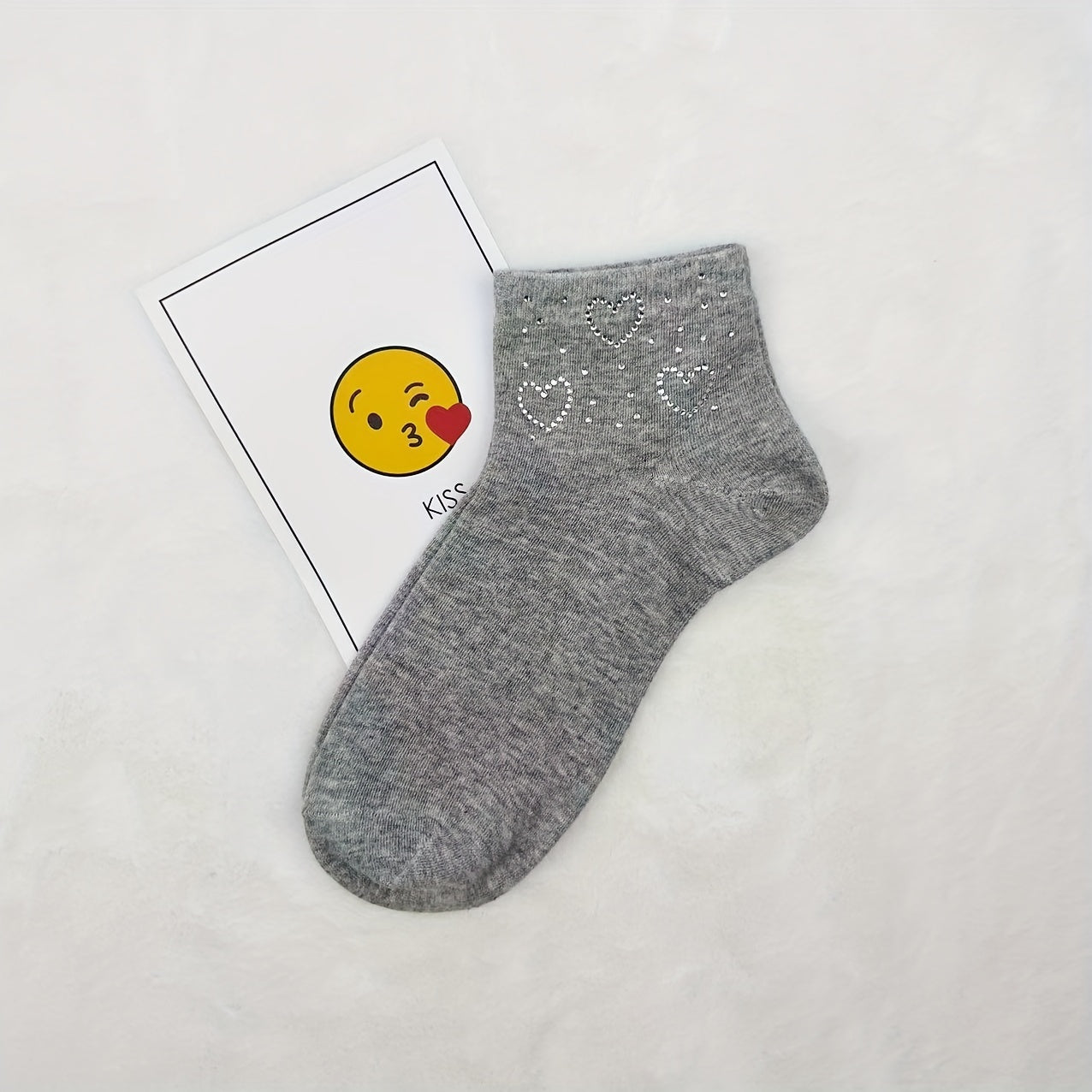 Heart Rhinestone Crew Socks Women's Stockings