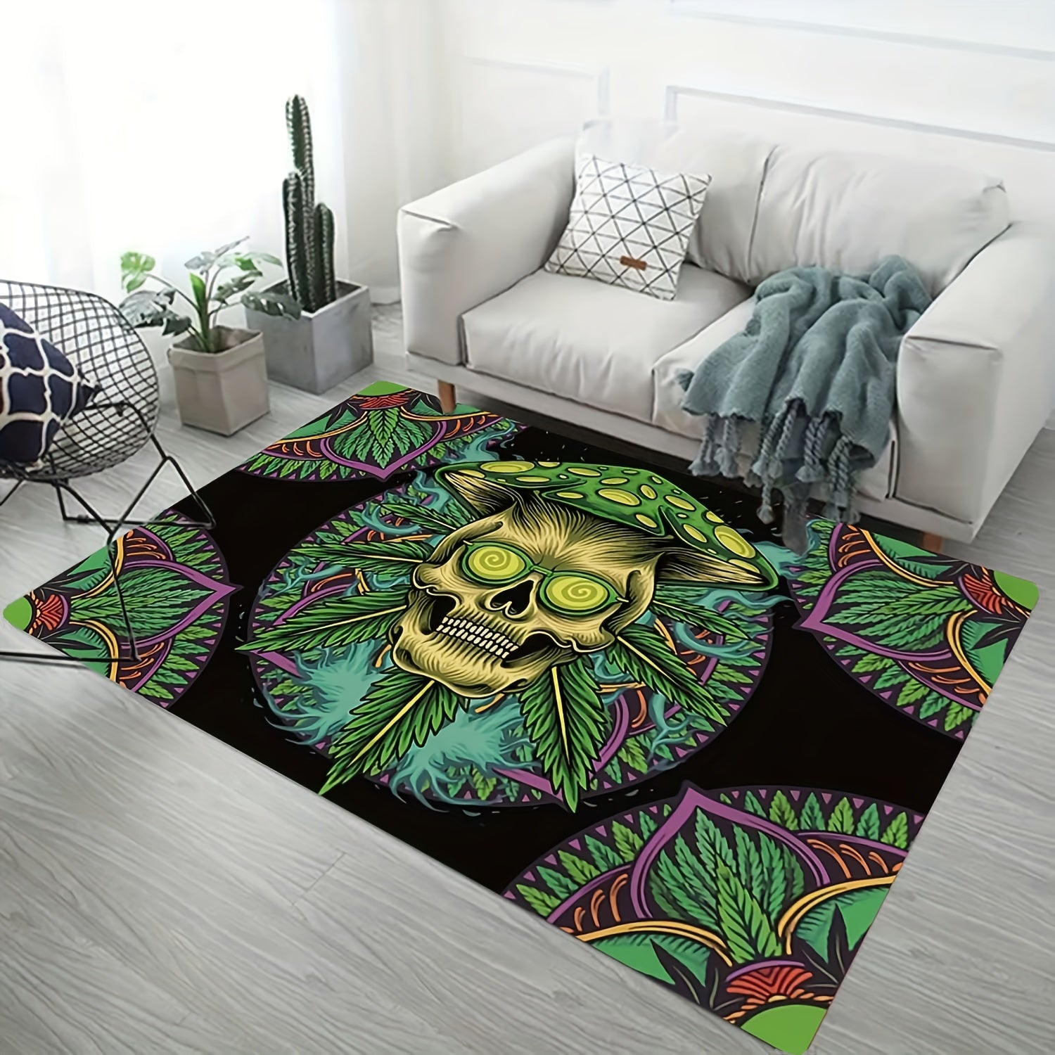 Anti Fatigue Gothic Skull Halloween Area Rug