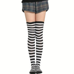 Striped Thigh High Socks Cosplay Over The Knee Stockings