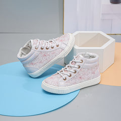 Sequin Middle Top Sneakers with Zipper for Girls