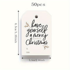 50pcs Christmas Hanging Cards Merry Christmas Blank Writing Congratulations