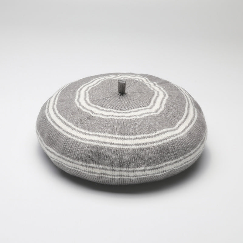 Striped Beret Women's Knitted Thermal Beret Vintage Hats For Weddings