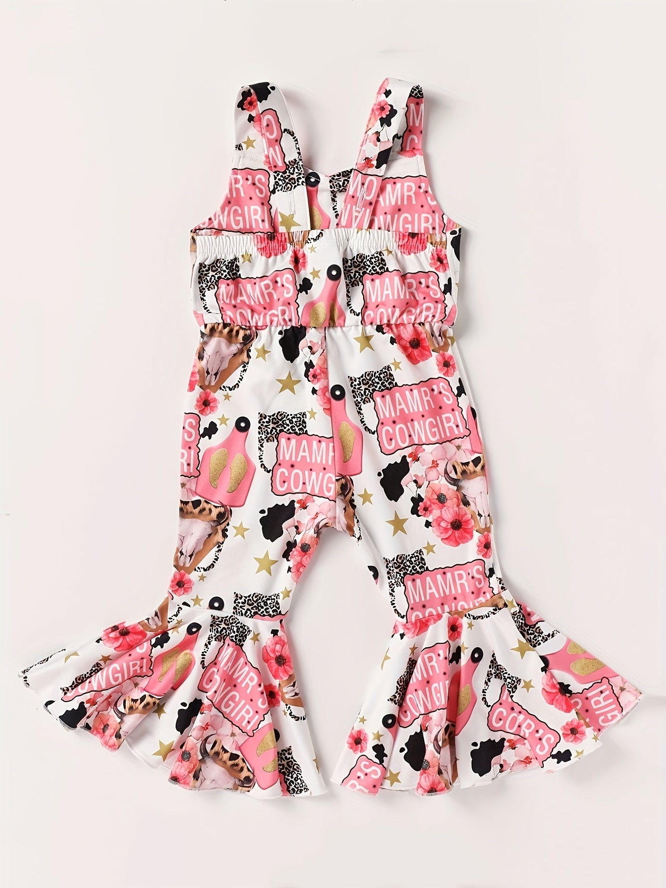 Baby Girls Cowgirl Floral Flared Overalls Outfit