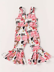Baby Girls Cowgirl Floral Flared Overalls Outfit