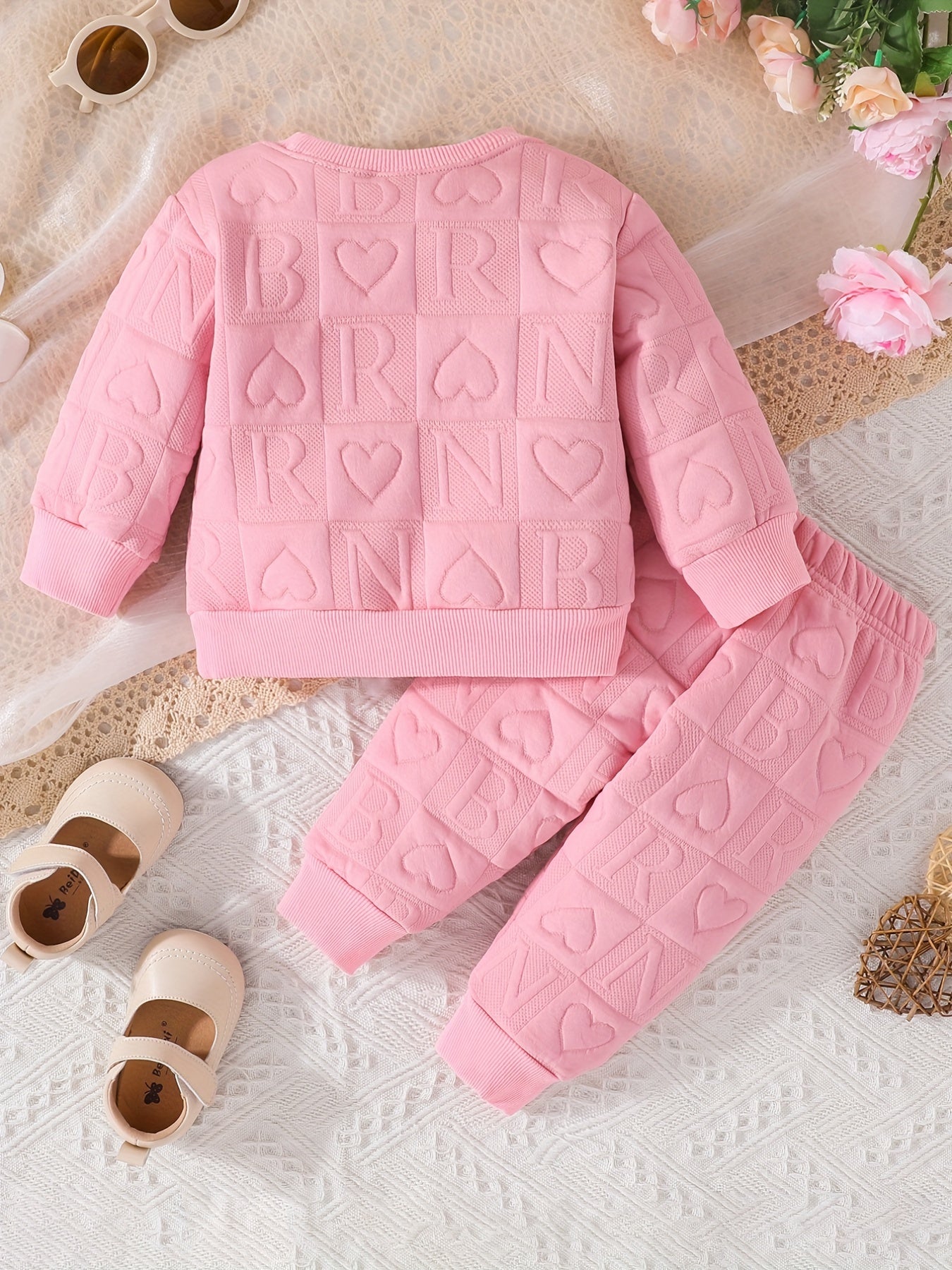 2pcs Baby Girls Letter Long Sleeve Top & Pants Baby Clothes