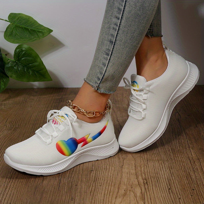 Women's Heart & Lightning Pattern Outdoor Sports Shoes Lightweight Non slip Shoe