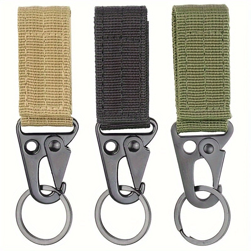3pcs Outdoor Nylon Mountaineering Hooks Carabiner Buckles Key Bag Accessories