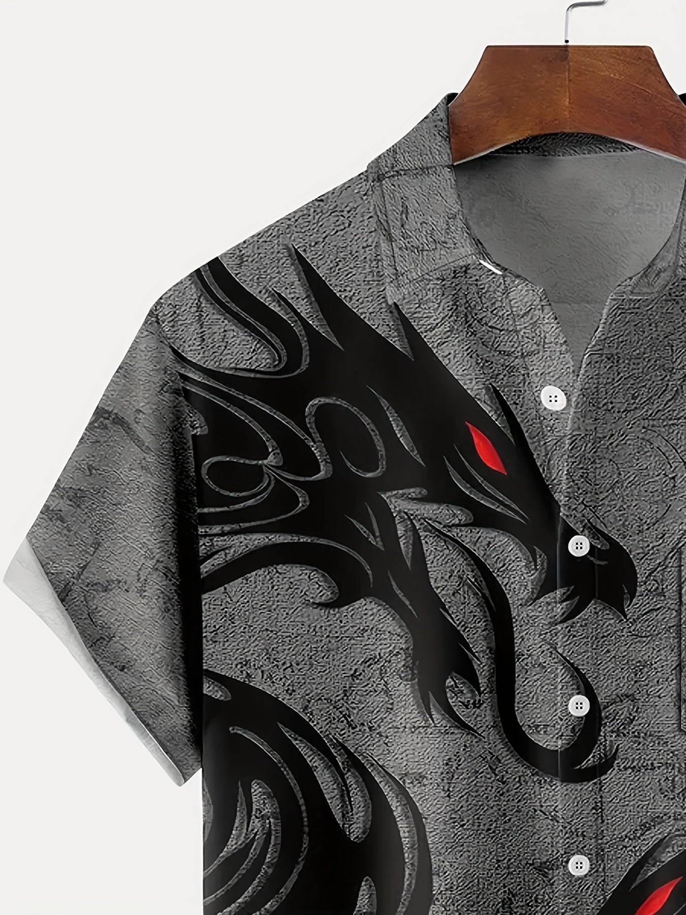Dragon Print Men's Casual Short Sleeve Shirt for Summer