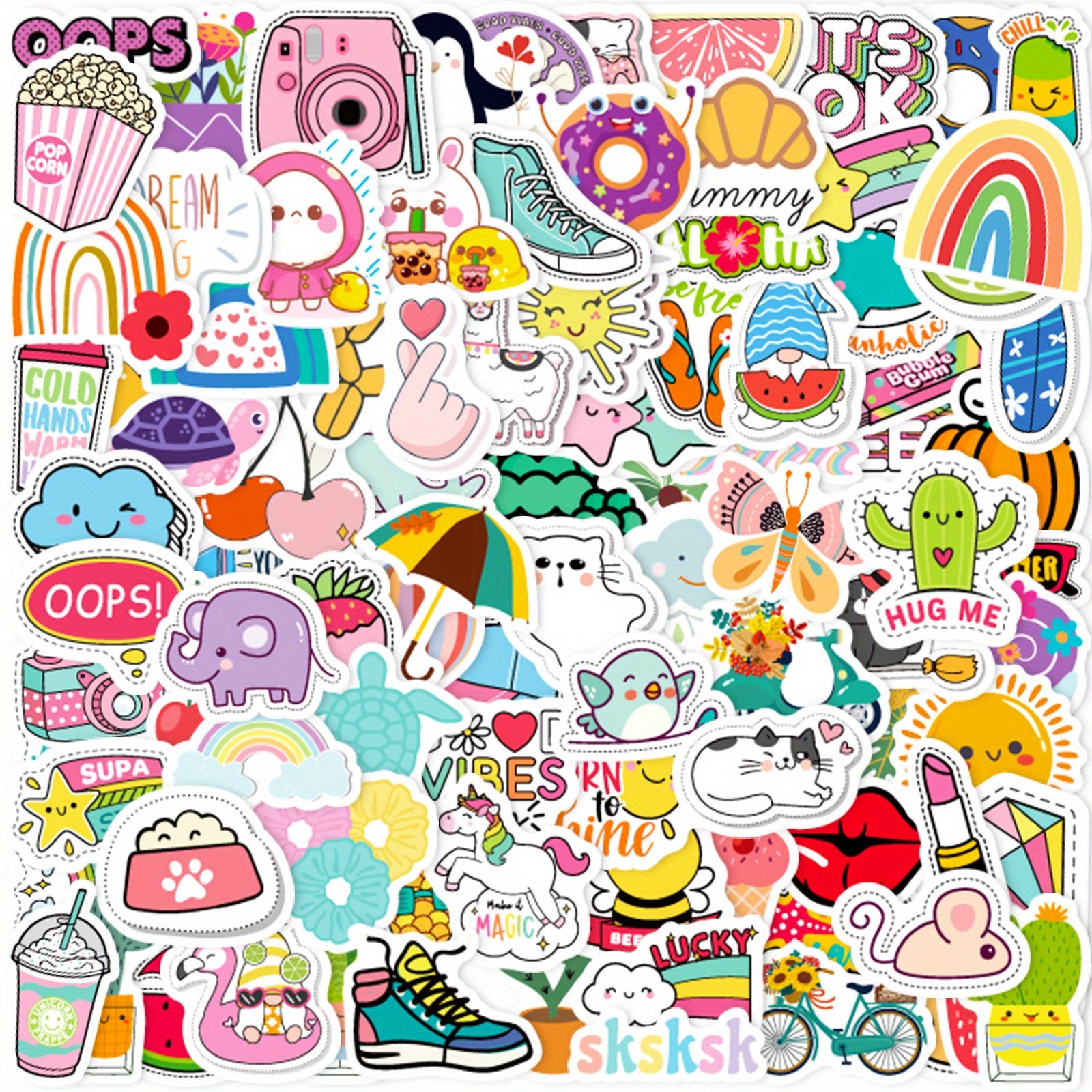 100pcs Waterproof Vinyl Stickers For Water Bottles Laptop Phone Skateboard