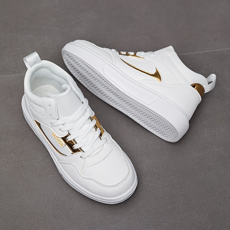 High Top Faux Leather Lace Up Skate Shoes