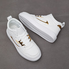 High Top Faux Leather Lace Up Skate Shoes