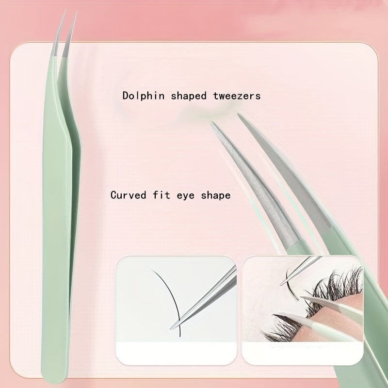Stainless Steel Eyelash Extension Tweezers High Precision False Eyelash Tweezers