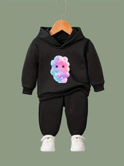 Cartoon Cloud Print Hoodies Pants Set Kids Spring Fall Sports Gift