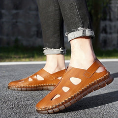 Men's Vintage Cut Out Slip On Sandals Breathable Outdoor Walking Shoes