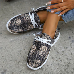 Leopard Pattern Shoes Casual Lace Up Loafers Lightweight Comfort