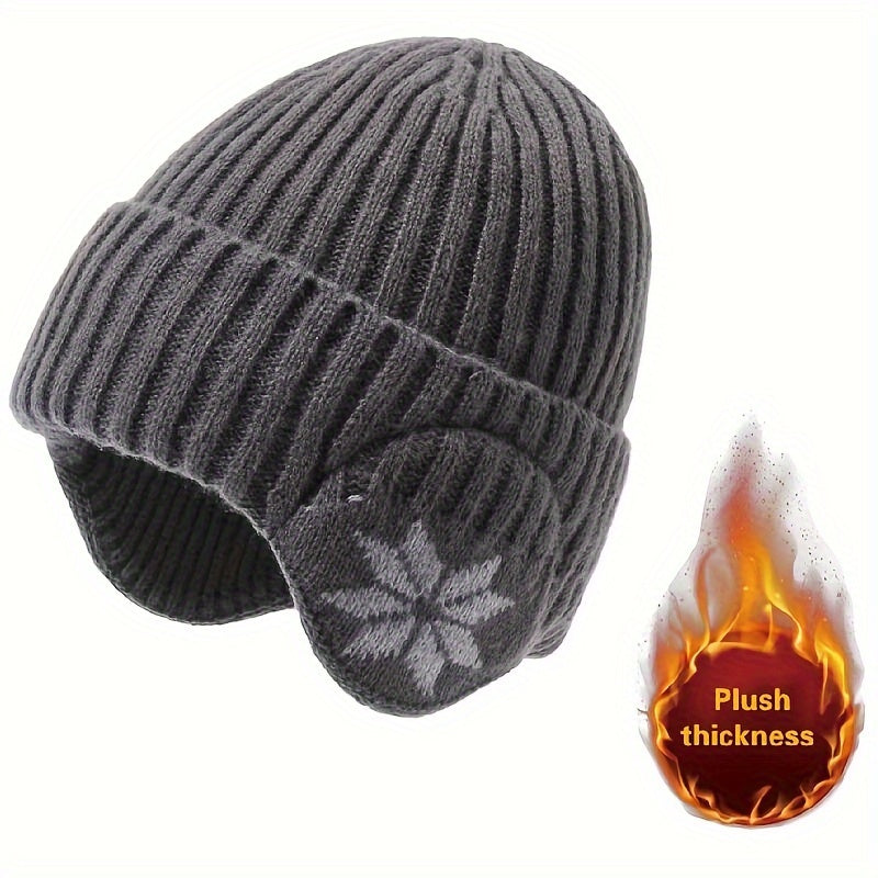 Winter Snowflake Pattern Knitted Ear Warm Hat