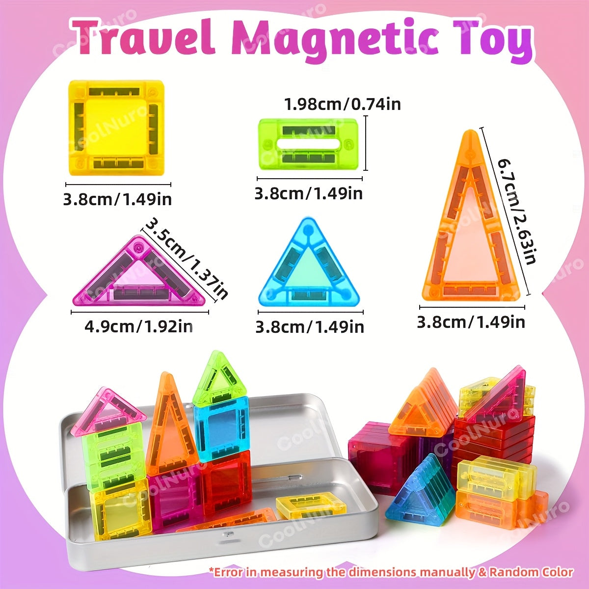 38pcs Magnetic Building Blocks Set for Kids with Iron Box