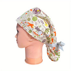 Cotton Work Cap Elastic Nurse Hat Lace Up Women Scrub Cap