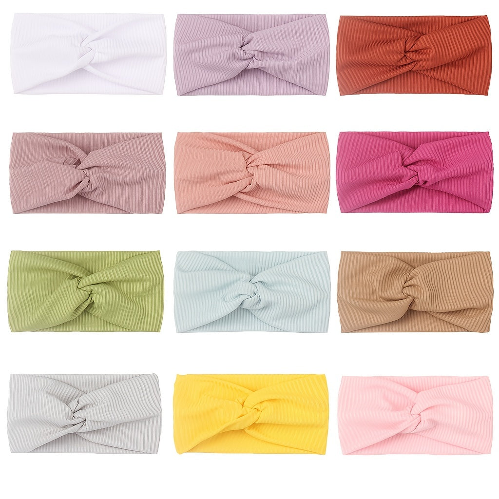 Baby Girls Casual Candy Ribbed Twist Headband Soft Wide Headband