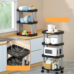 3 Tier Movable Cart Kitchen Household Rack With Wheels