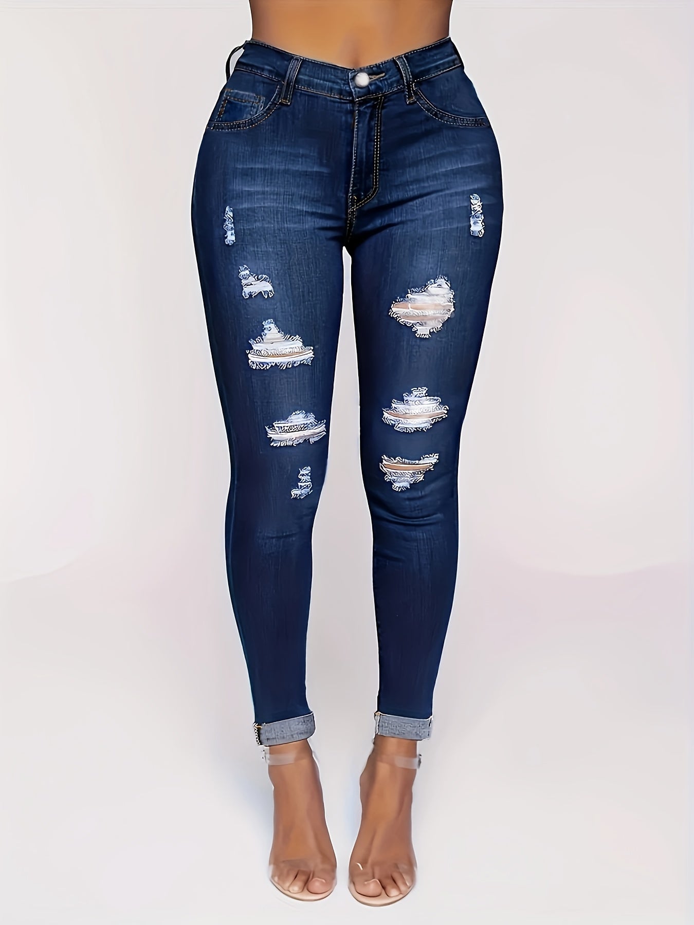 Ripped High Rise Skinny Jeans
