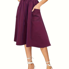 Solid Maxi Skirt With Pockets