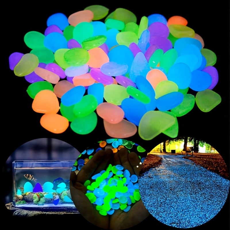 50-100pcs Glowing Pebbles for Garden, Patio, Fish Tank - Adds Magical Touch