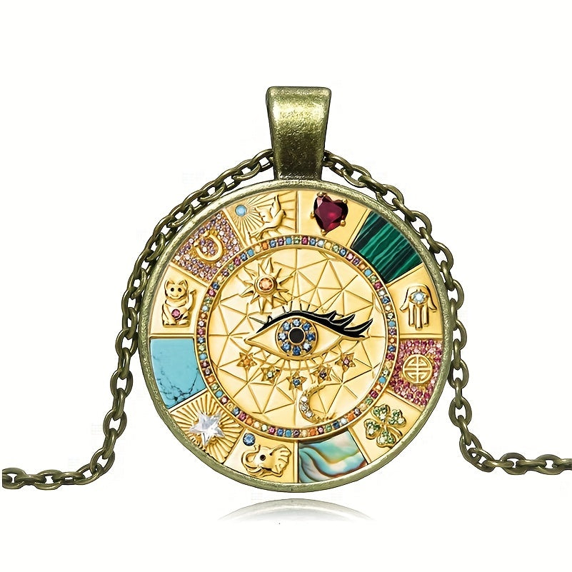 Eye Round Pendant Necklace Charm Jewelry Gift For Birthday Graduation