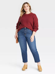 High Waist Straight Leg Denim Pants