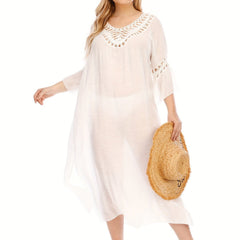 Cut Out Crochet Half Sleeve Cover Up Dress