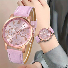 Stylish Watch Set 3pcs Roman Numeral Three Hand Watch Set