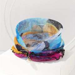 Flower Print Ruffle Scarf Elastic Neckerchief Infinity Scarf