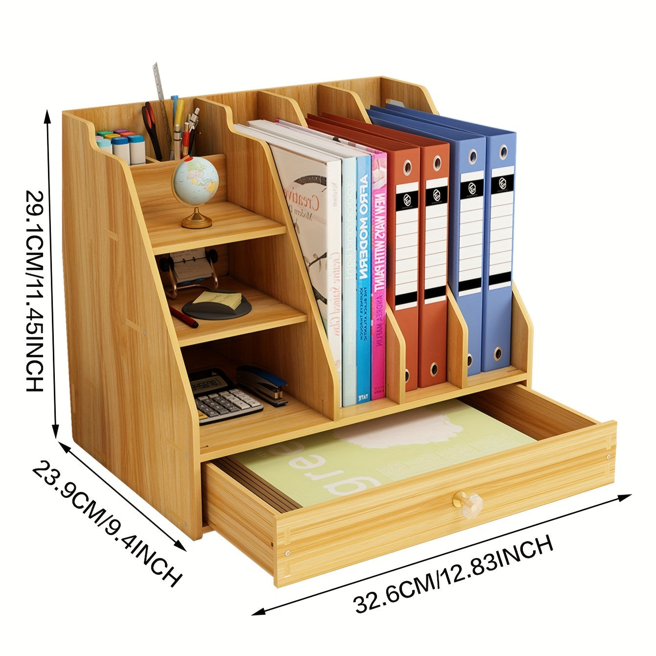 Wooden Office Supplies Storage Box Drawer Type File Box Wooden Storage Rack