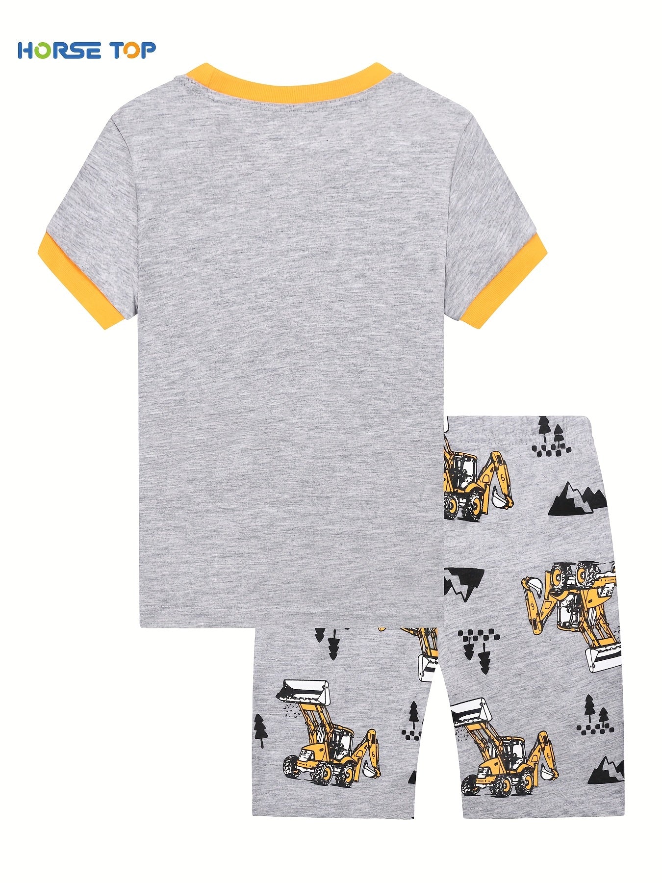 Boys Excavator Outfit Shorts & T shirt Short Sleeves Crew Neck Casual Summer Kid