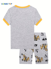 Boys Excavator Outfit Shorts & T shirt Short Sleeves Crew Neck Casual Summer Kid