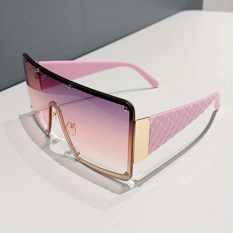 Y2K Square Rivet Mirror Lens Sunglasses UV400