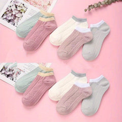 10 Pairs Women's Argyle Ankle Socks Soft Lightweight Textured Stockings