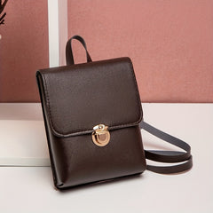 Mini Solid Crossbody Bag PU Leather Handbag Women's Phone Storage Bag & Purse