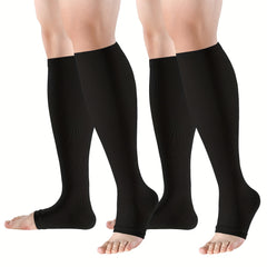 2 Pairs Open Toe Compression Socks 15-20 mmHg