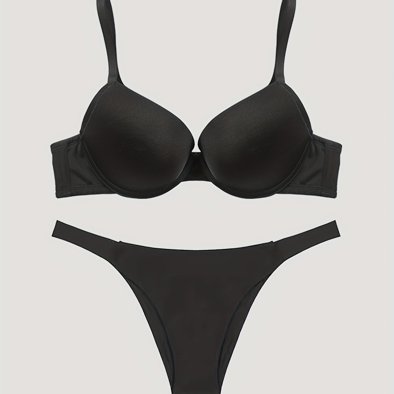 Solid Push Up Bra & Panties Lingerie Set