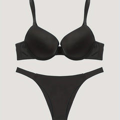 Solid Push Up Bra & Panties Lingerie Set
