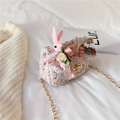 Girls Flower & Pearl Crossbody Bag Coin Purse Kids Accessories