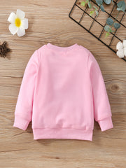 Girls Alphabet Printed Sweatshirt Round Neck Pullover