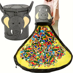 Large Green Felt Storage Bag with Dinosaur Pattern Game Mat
