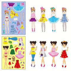 6pcs Princess Stickers Pack for Girls, DIY Cartoon Puzzle Stickers