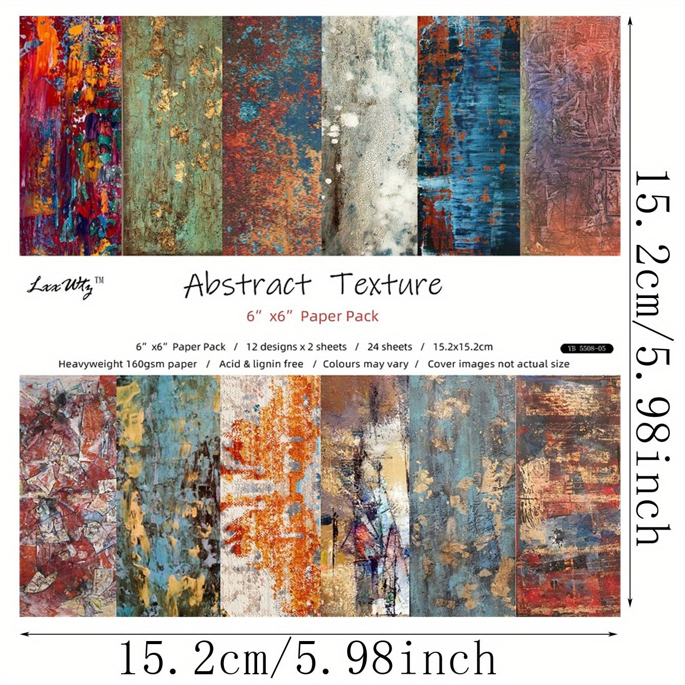 24pcs Marble Texture Paper for DIY Scrapbooking Album 6in x 6in